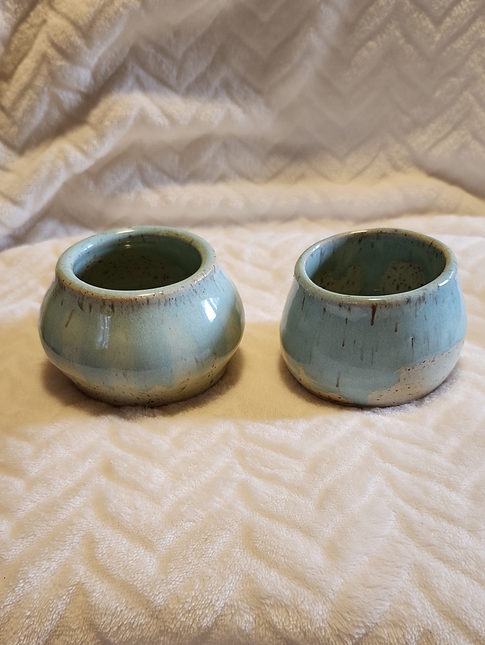 Handcrafted Aqua Ceramic Decorative Sauce Bowls - Set of 2